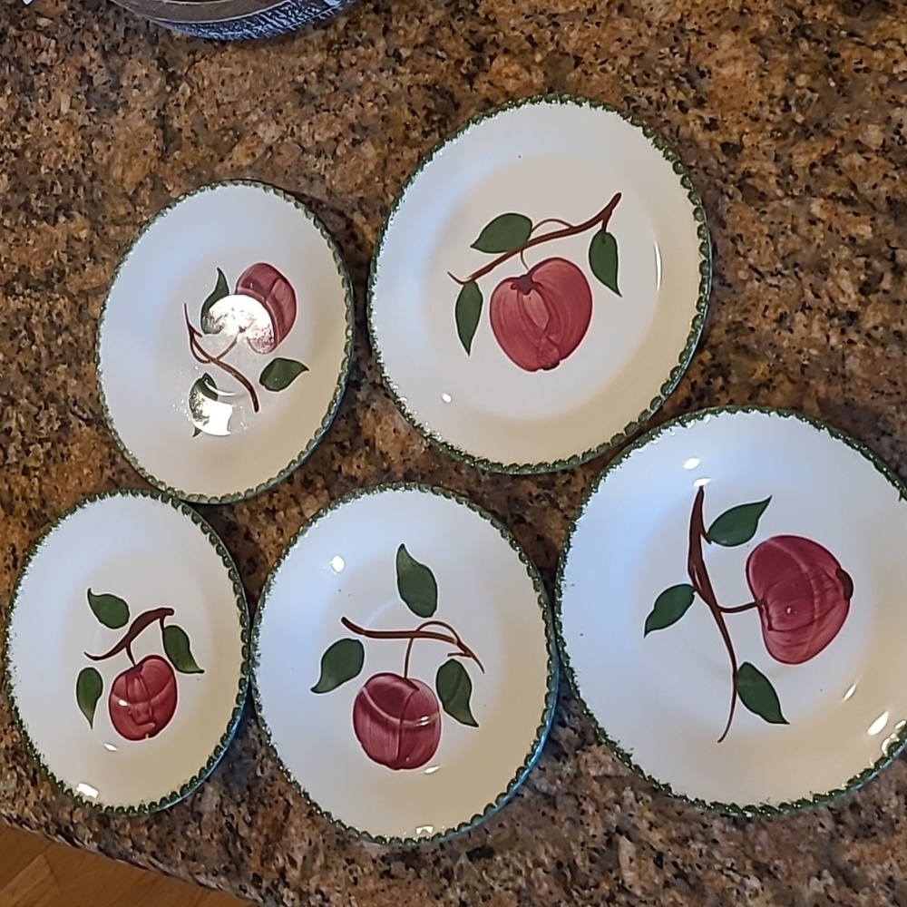 5 Vintage southern pottery blue ridge 6 1/4” crab apple plate.